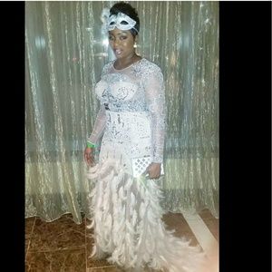 BeBe Jewel & Feather Gown